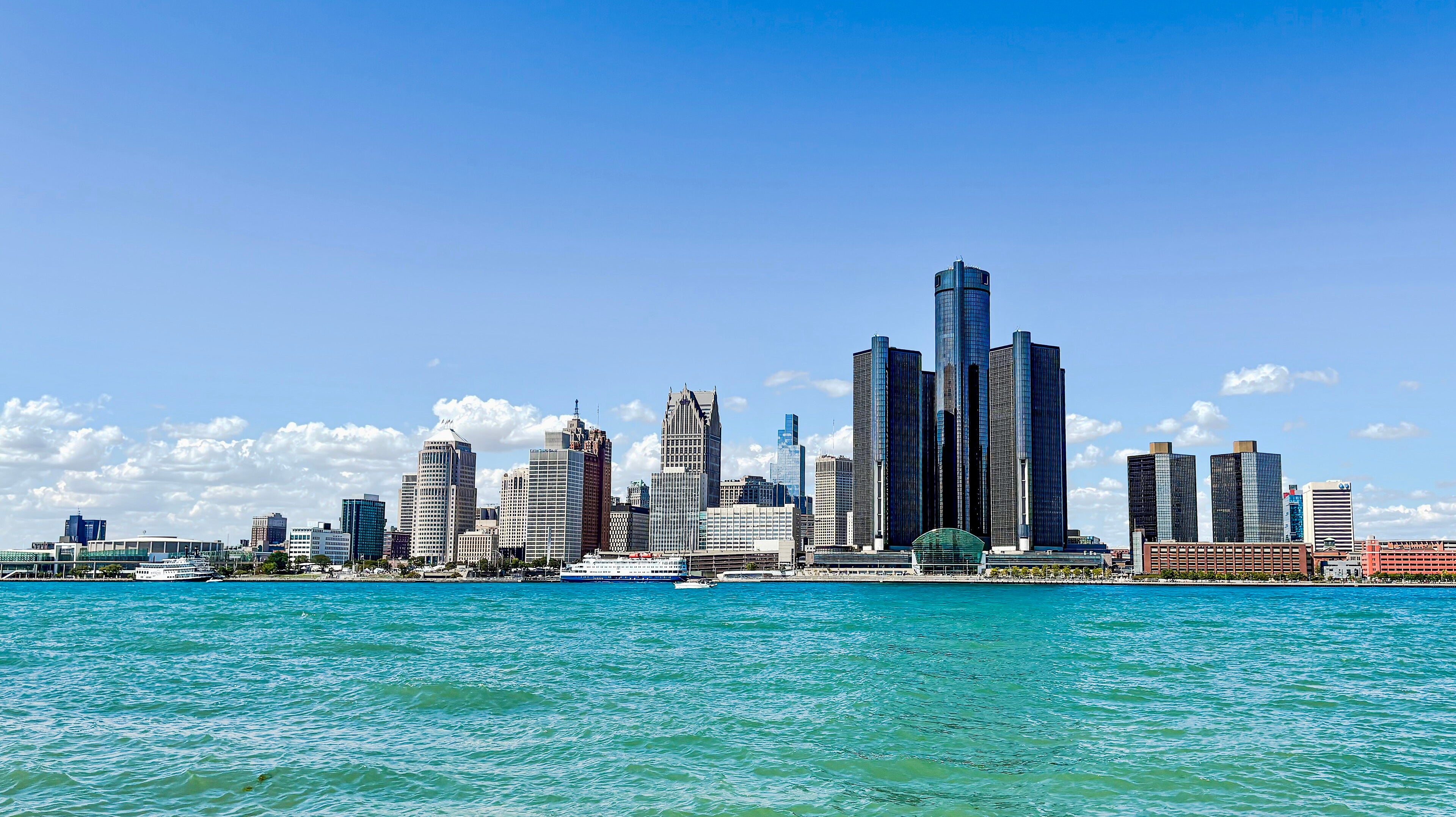 Detroit skyline view from across the river