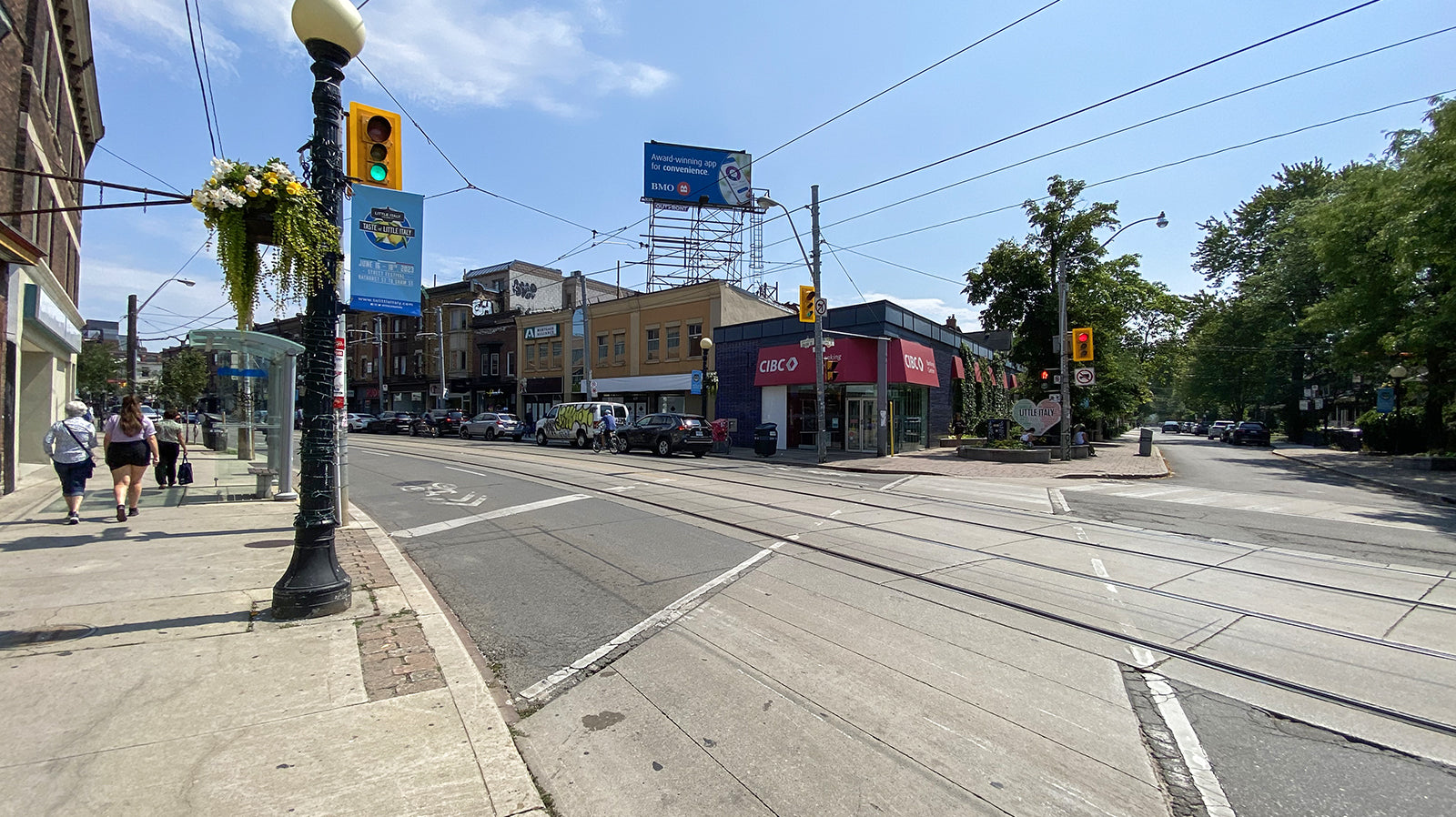 Little Italy on College Street in Toronto, Canada, the historic anchor of the Italian-Canadian bocce community
