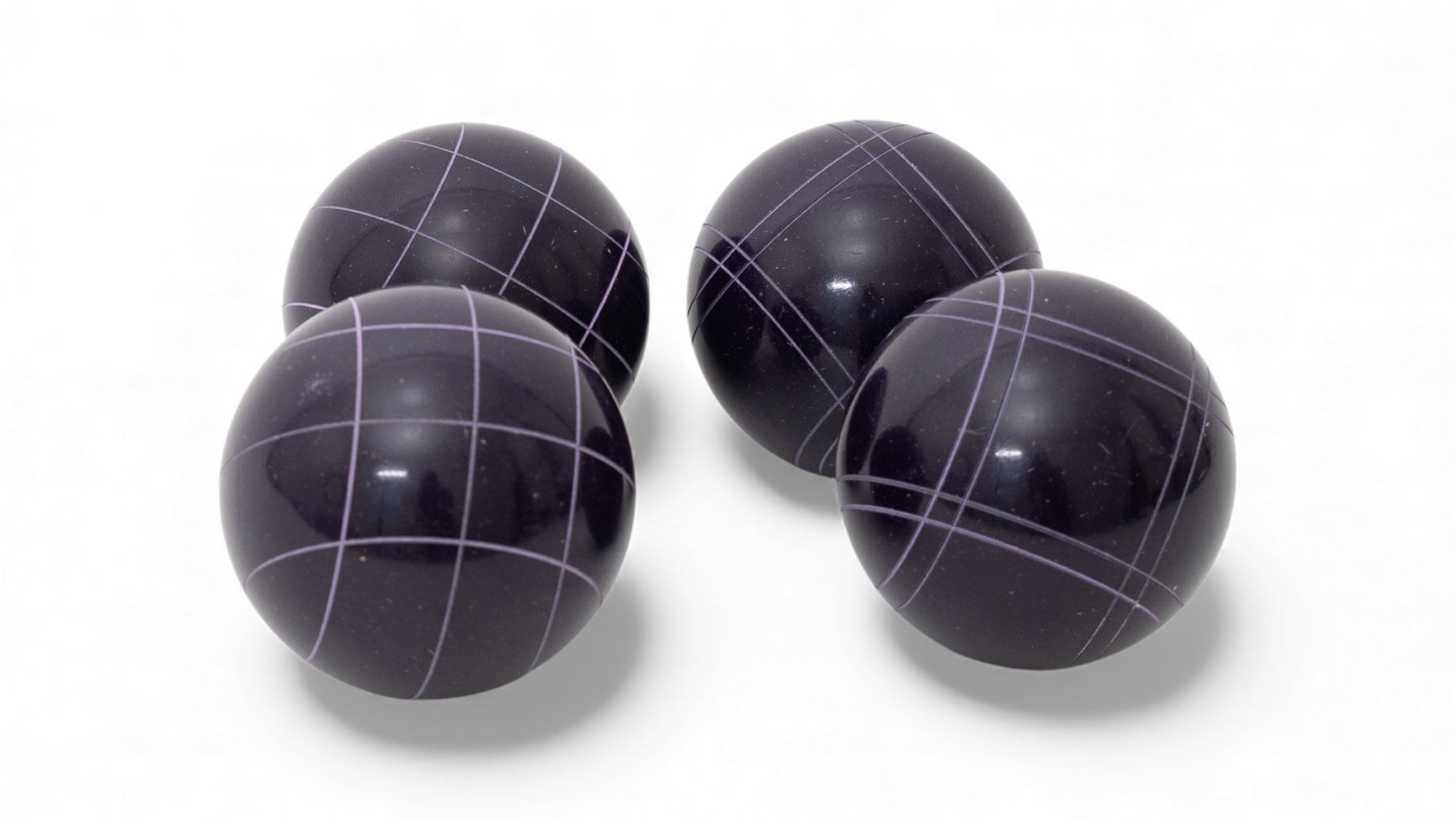 107 mm dark purple solid color bocce balls, the distinctive premium colorway in the solid color line
