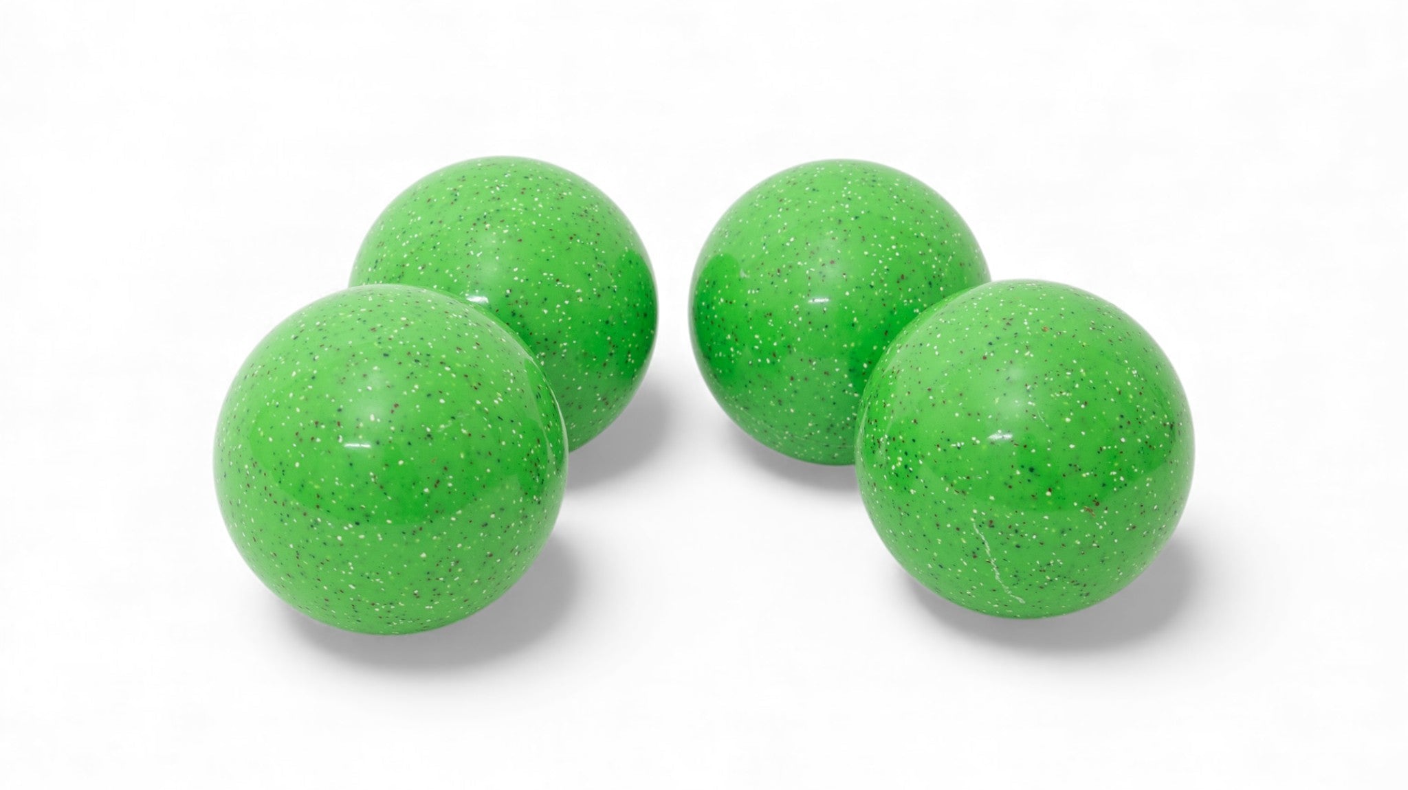 110 mm Neon Green Speckled Glo bocce 4-ball set, the brightest glow-in-the-dark colorway in the EPCO Speckled Glo line for backyard night play