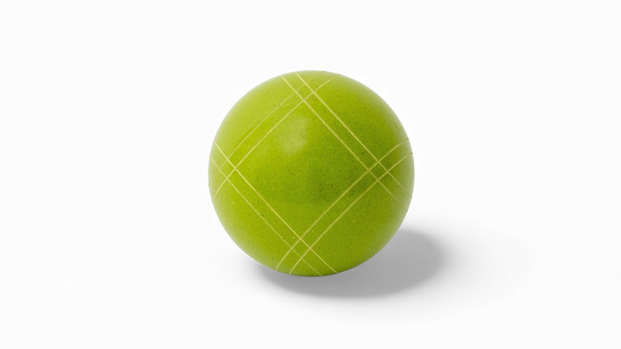Lime green bocce ball close up showing material