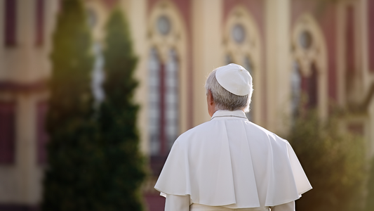 pope Francis playing bocce in front of a church