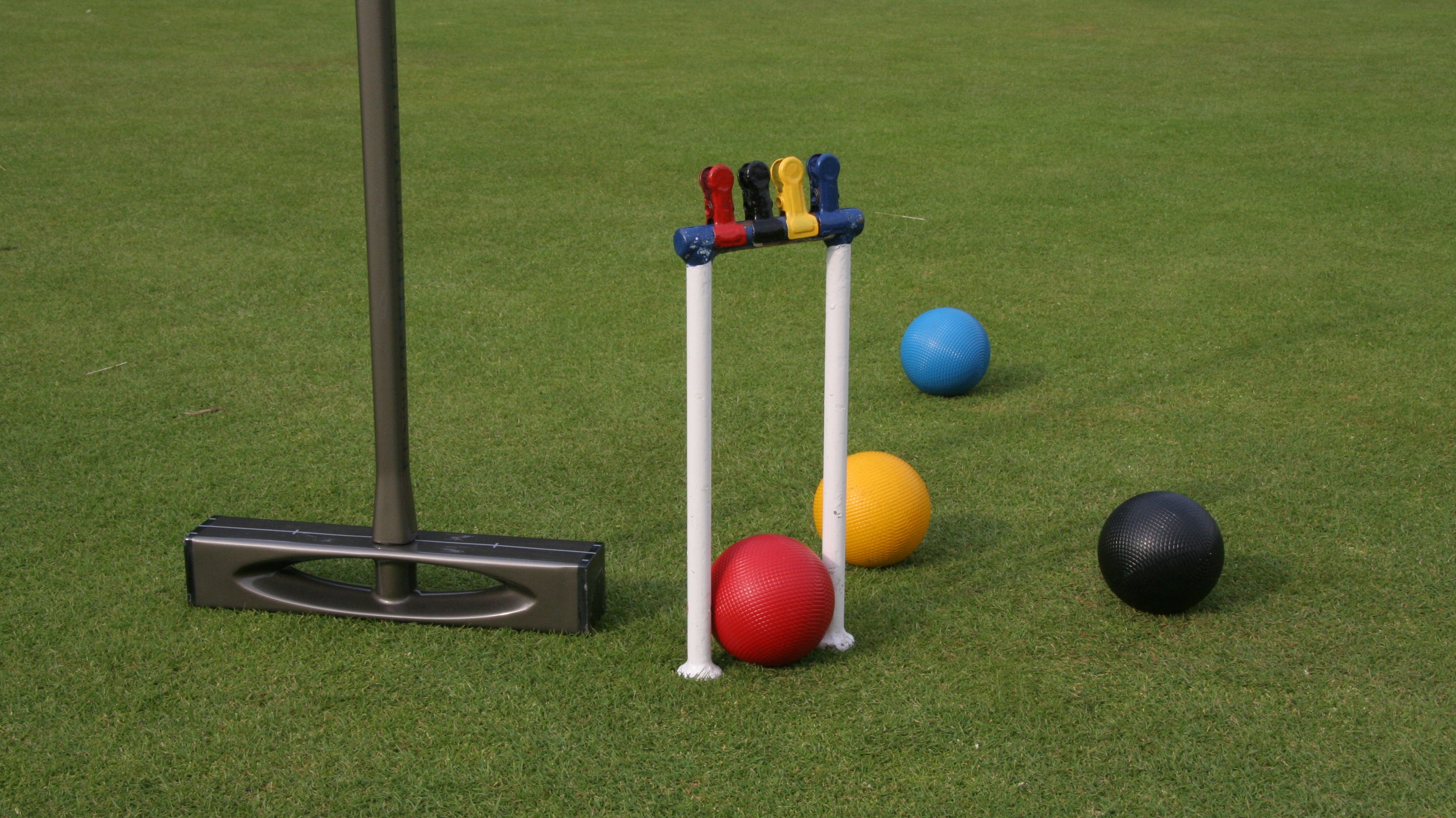 Croquet equipment on grass
