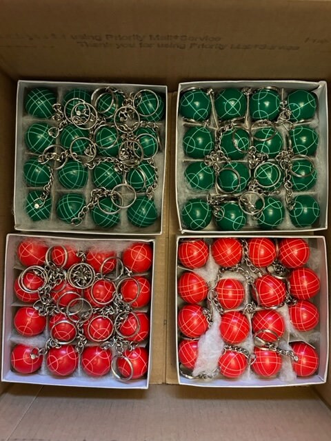 Bocce Ball Key Chains - 500 pack with 250 reds and 250 greens