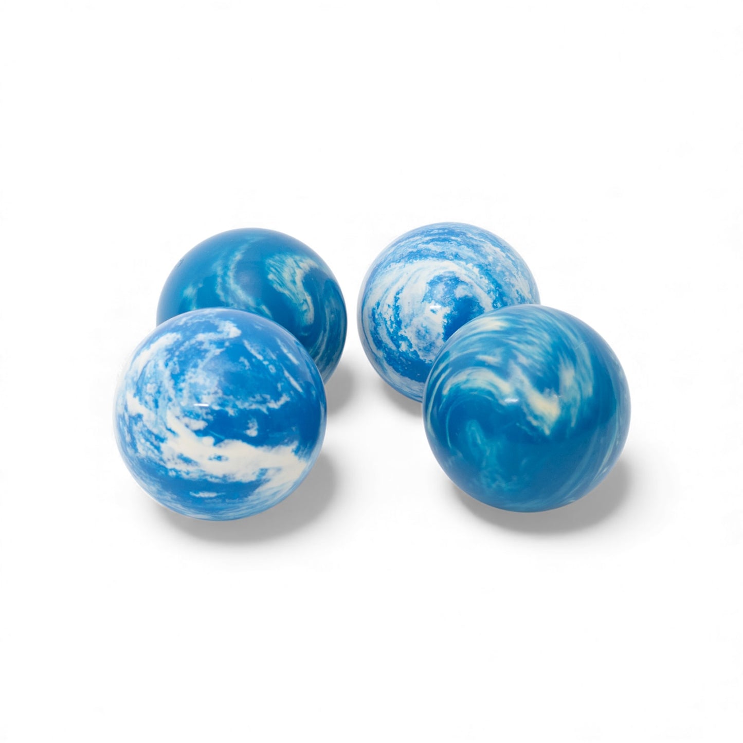 107 mm Blue/White Marble 4-Ball Set