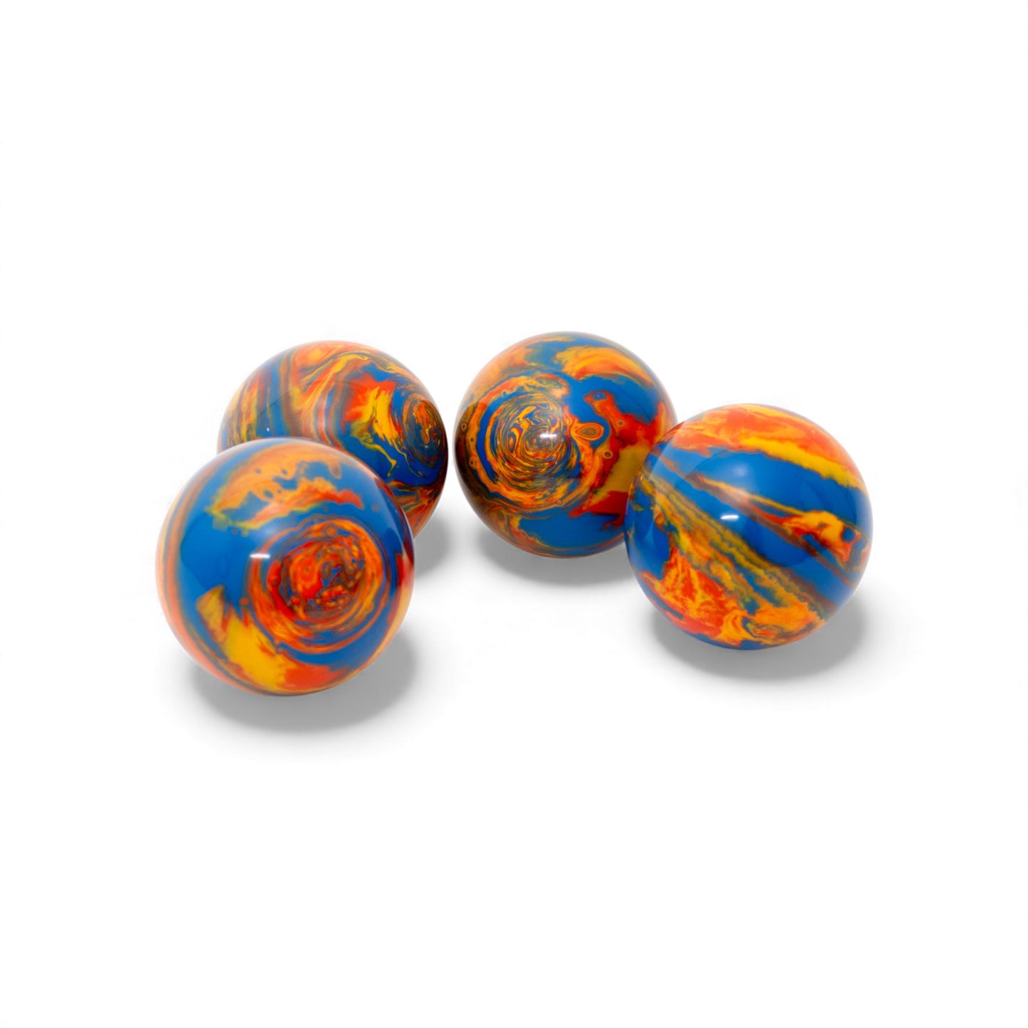 107 mm Blue/Orange/Yellow Marble 4-Ball Set