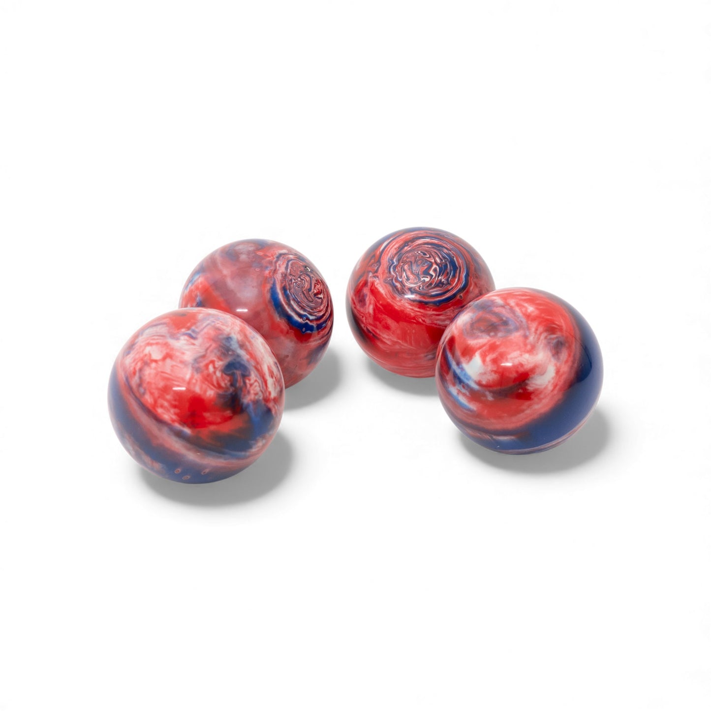 107 mm Red/White/Blue Marble 4-Ball Set