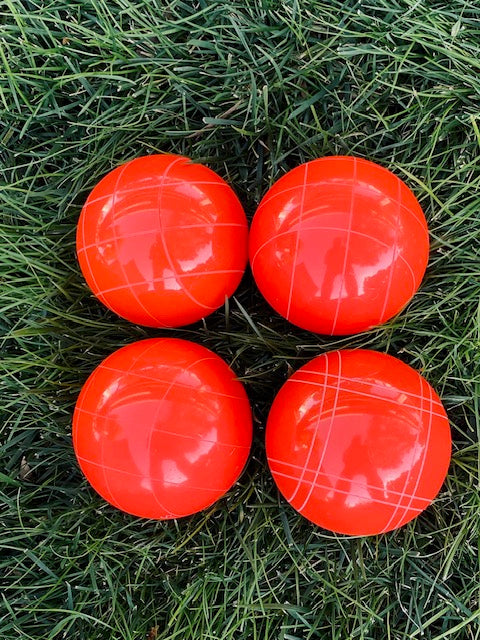 110mm EPCO 4 pack Tournament Professional Bocce Balls 12 Unique Colors with 2 patterns to choose from.