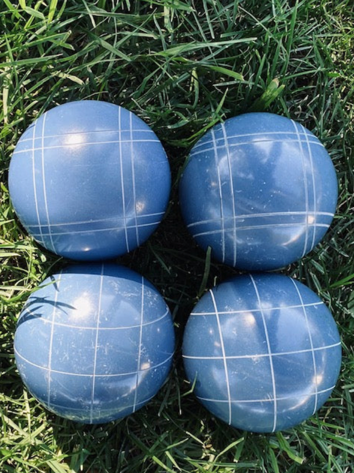 EPCO 107mm 4 pack Bocce Balls Blue Balls and mix of striping