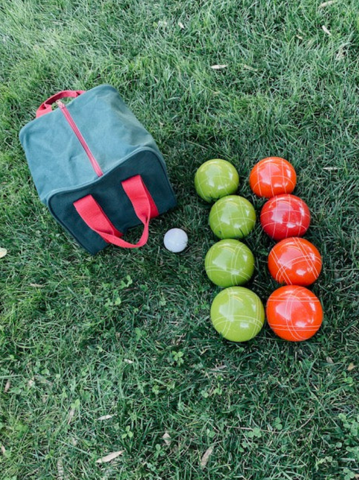 EPCO 107mm Rustic Tournament Quality Professional 8 Ball Bocce Set, Rustic Green/Rustic Orange