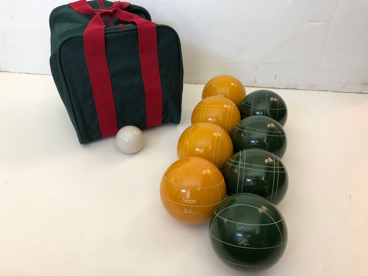 Engraved EPCO 107mm Gold and Dark Green Tournament Quality Bocce Ball Set- Bag included