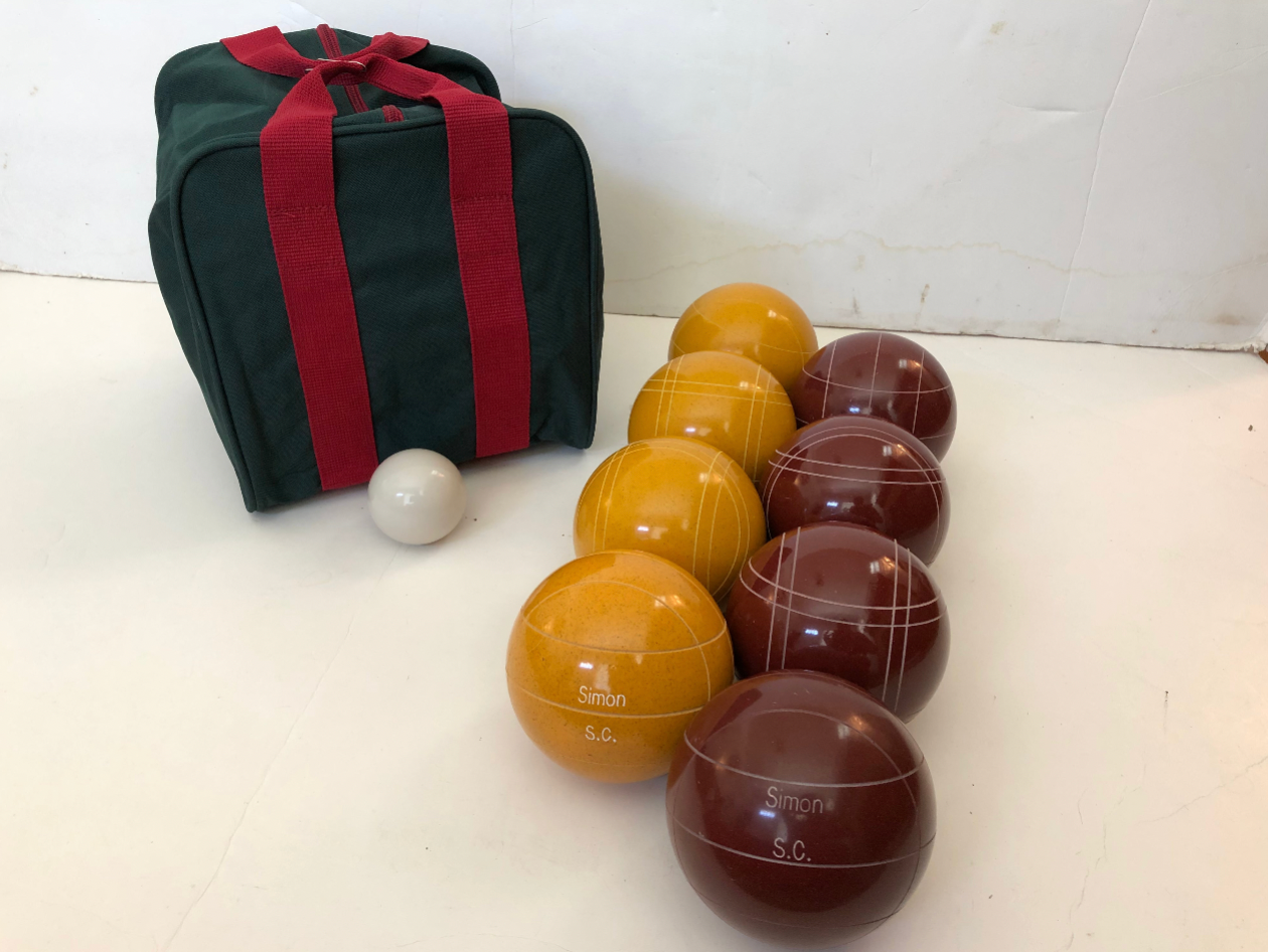 Engraved EPCO 107mm Gold and Dark Red Tournament Quality Bocce Ball Set- Bag included