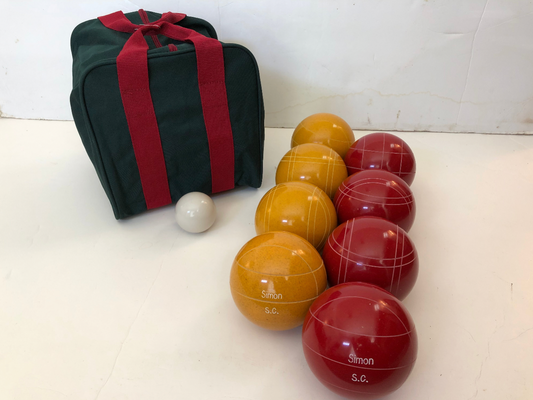 Engraved EPCO 107mm Gold and Red Tournament Quality Bocce Ball Set- Bag included