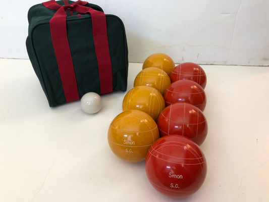Engraved EPCO 107mm Gold and Rustic Orange Tournament Quality Bocce Ball Set- Bag included