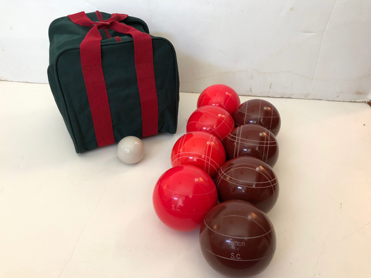 Engraved EPCO 107mm Light Red and Dark Red Tournament Quality Bocce Set- Bag included