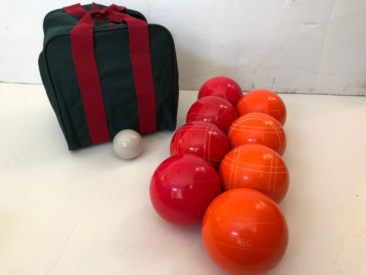 Engraved EPCO 107mm Light Red and Orange Tournament Quality Bocce Set- Bag included