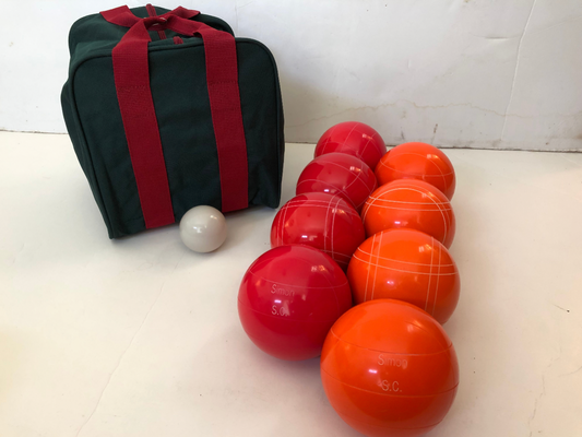 Engraved EPCO 107mm Light Red and Orange Tournament Quality Bocce Set- Bag included