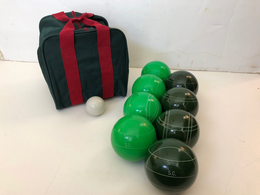 Engraved EPCO 107mm Green and Dark Green Tournament Quality Bocce Set- Bag included