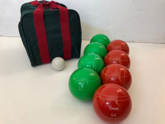 Engraved EPCO 107mm Green and Rustic Orange Tournament Quality Bocce Set- Bag included