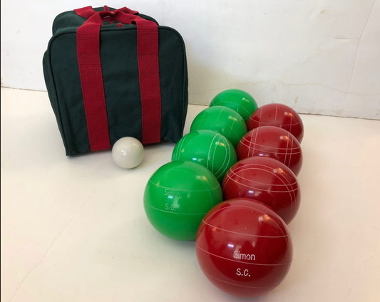 Engraved EPCO 107mm Green and Red Tournament Quality Bocce Set- Bag included