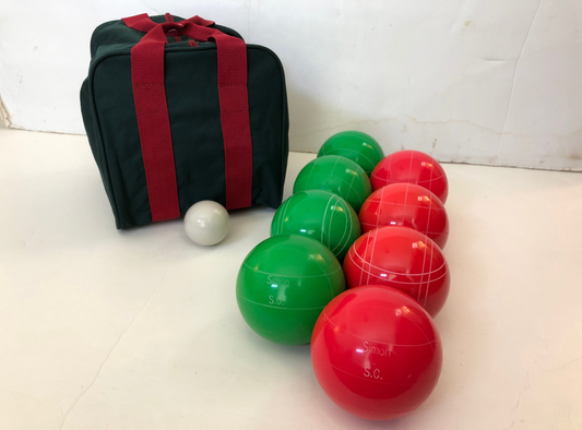 Engraved EPCO 107mm Green and Light Red Tournament Quality Bocce Set- Bag included