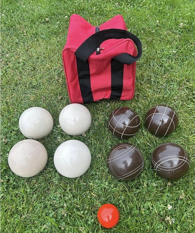 EPCO 107mm Tournament Quality Professional Bocce Ball Set, Espresso Brown/White Balls - Bag Included
