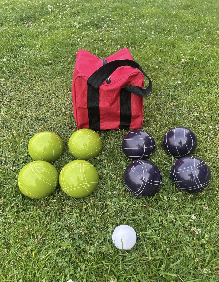 EPCO 107mm Tournament Quality Professional 8 ball Bocce Ball Set, Purple/Lime Greem Balls Bag Included