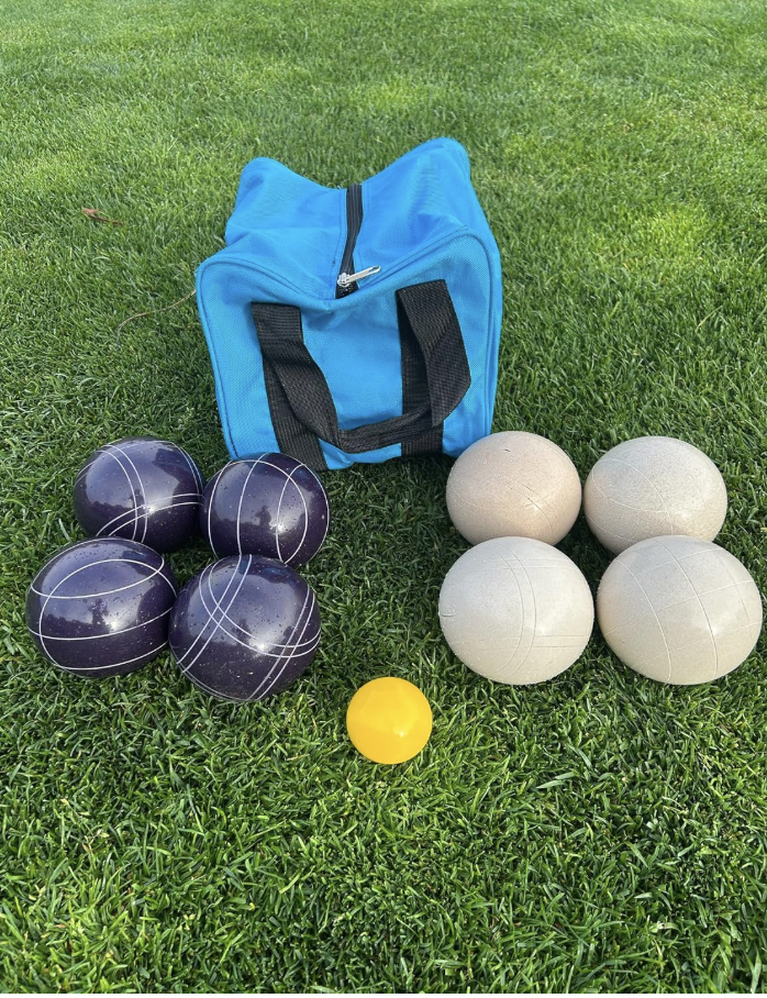 EPCO 107mm Tournament Quality Professional 8 ball Bocce Ball Set, Purple/White Balls Bag Included