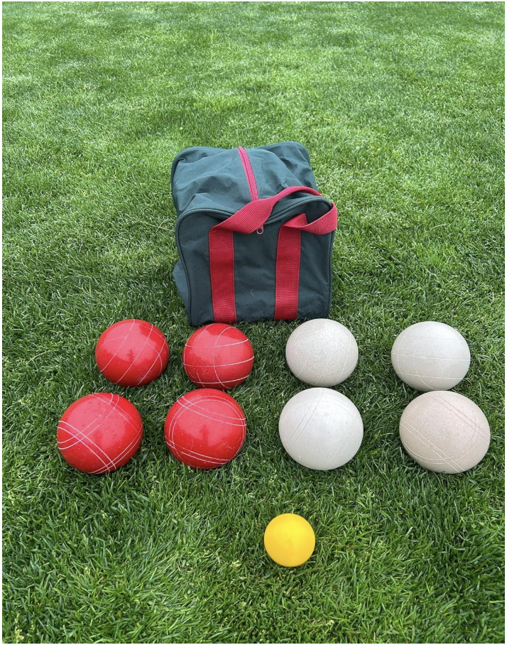EPCO 107mm Tournament Quality Professional 8 ball Bocce Ball Set, White/Rustic Red Balls Bag Included