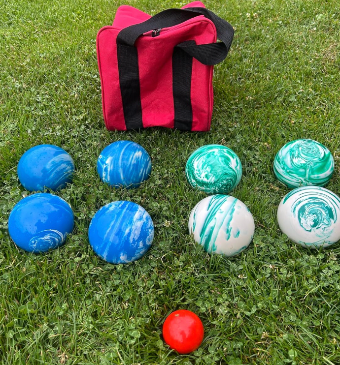 EPCO 107mm Tournament Quality Professional 8 ball Bocce Ball Set,Marble Blue/Marble GreenBalls Bag Included