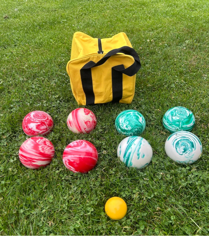 EPCO 107mm Tournament Quality Professional 8 ball Bocce Ball Set, Marble Red/Marble GreenBalls Bag Included