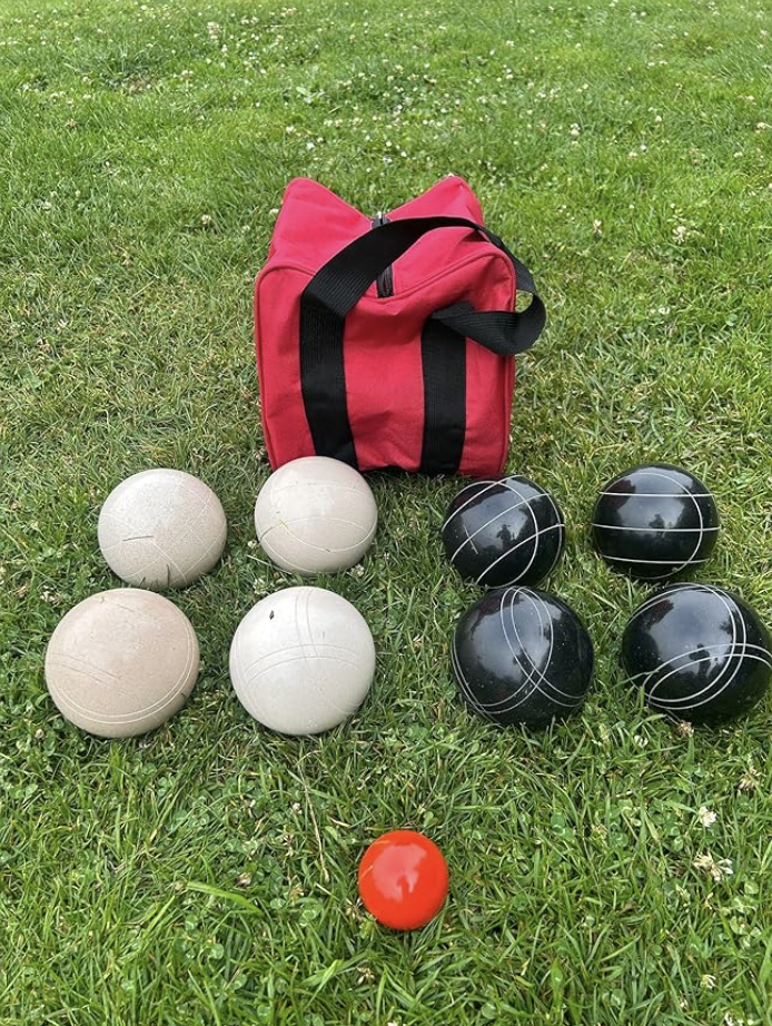 EPCO 107mm Tournament Quality Professional 8 ball Bocce Ball Set, Purple/White Balls Bag Included
