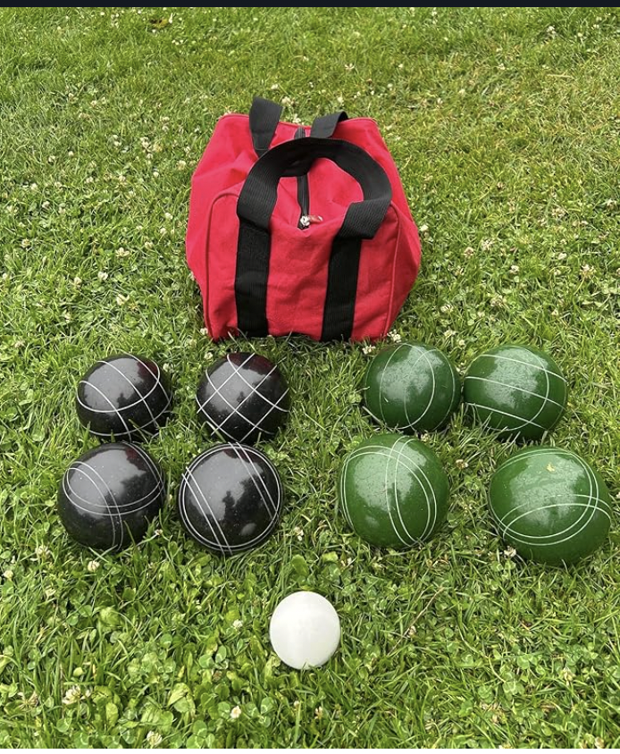 EPCO 107mm Tournament Quality Professional 8 ball Bocce Ball Set, Black/Dark Green Balls Bag Included