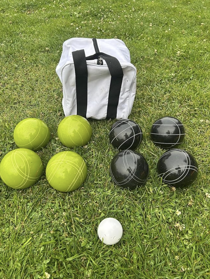 EPCO 107mm Tournament Quality Professional 8 ball Bocce Ball Set, Black/Rustic Green Balls Bag Included