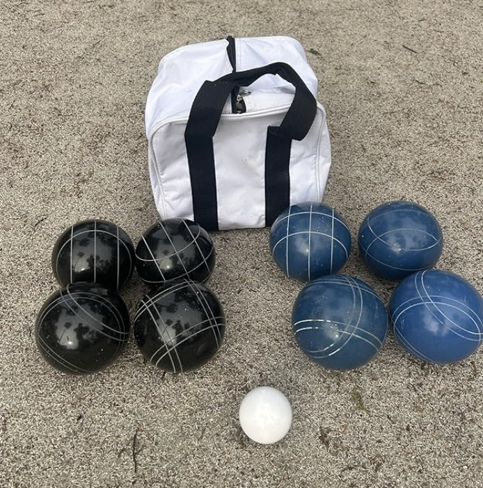 EPCO 107mm Tournament Quality Professional Bocce Ball Set, Blue/Black Balls - Bag Included