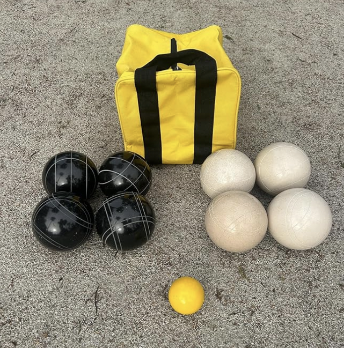 EPCO 107mm Tournament Quality Professional 8 ball Bocce Ball Set, Black/White Balls Bag Included