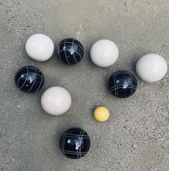EPCO 107mm Tournament Quality Professional 8 ball Bocce Ball Set, Black/White Balls Bag Included