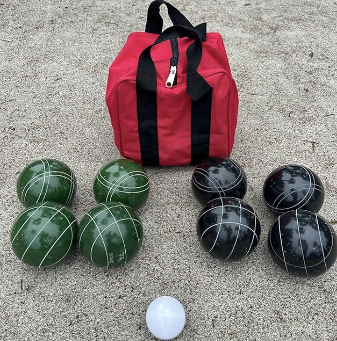 EPCO 107mm Tournament Quality Professional 8 ball Bocce Ball Set, Black/Dark Green Balls Bag Included