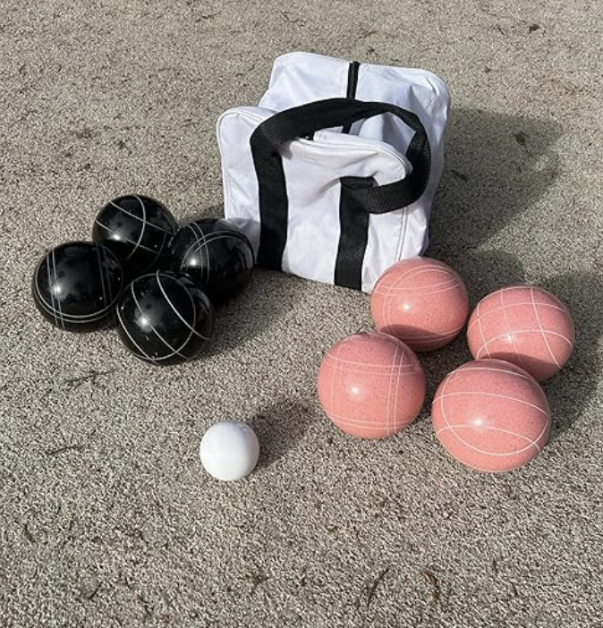 EPCO 107mm Tournament Quality Professional 8 ball Bocce Ball Set, Black/Pink Balls Bag Included