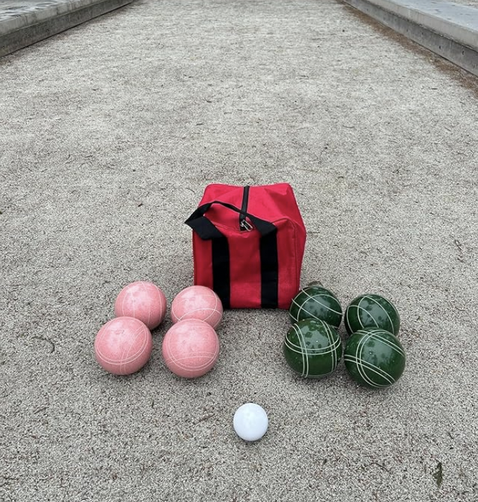 EPCO 107mm Tournament Quality Professional Bocce Ball Set, Pink/Dark Green Balls - Bag Included
