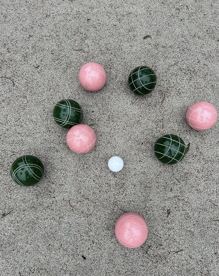 EPCO 107mm Tournament Quality Professional Bocce Ball Set, Pink/Dark Green Balls - Bag Included