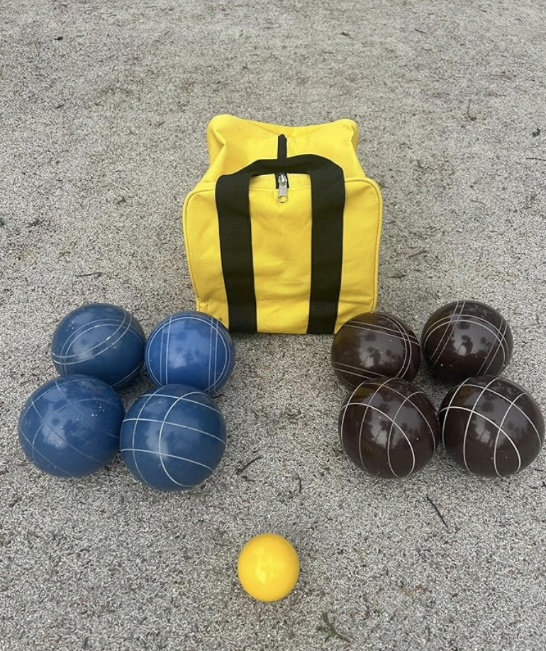 EPCO 107mm Tournament Quality Professional Bocce Ball Set, Espresso Brown/Blue Balls - Bag Included