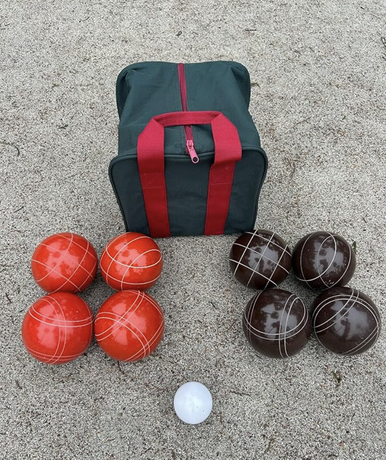 EPCO 107mm Tournament Quality Professional Bocce Ball Set, Espresso Brown/Red Balls - Bag Included