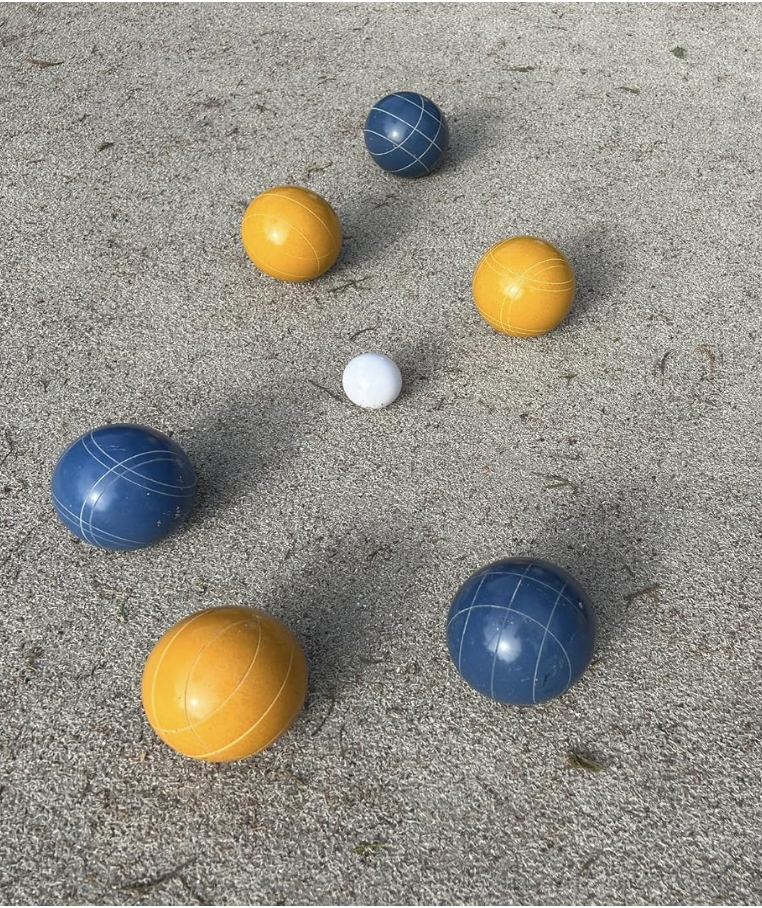 EPCO 107mm Tournament quality Professional Bocce Ball Set - Rustic Yellow/Blue balls- green/maroon bag