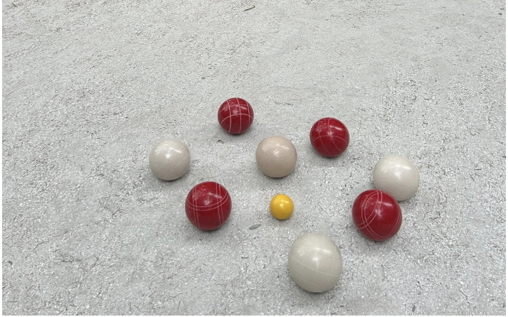 EPCO 107mm Tournament Quality Professional 8 ball Bocce Ball Set, White/Rustic Red Balls Bag Included