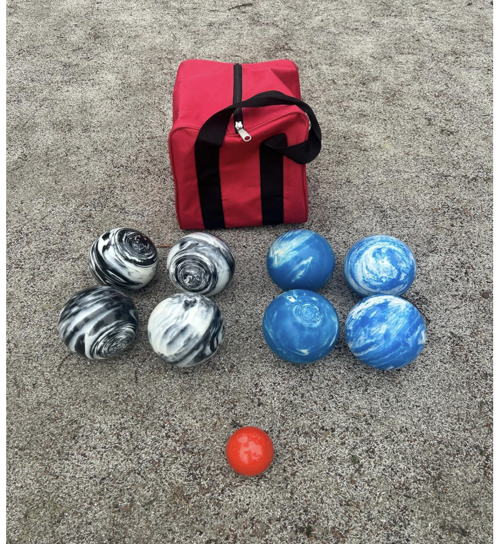 EPCO 107mm Tournament Quality Professional 8 ball Bocce Ball Set, Marble Blue/Marble Black Balls Bag Included