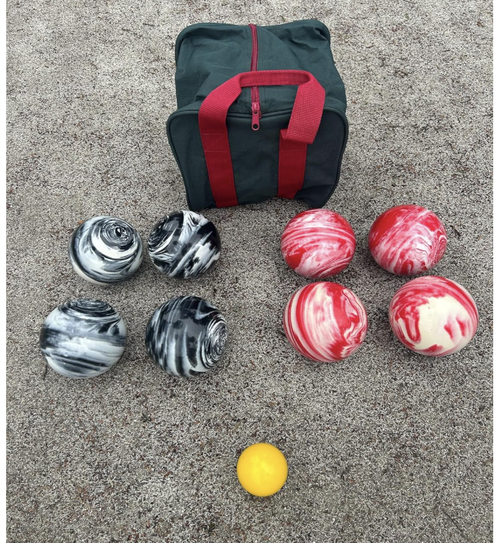 EPCO 107mm Tournament Quality Professional 8 ball Bocce Ball Set, Marble Black/Marble Red Balls Bag Included