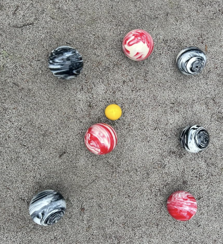 EPCO 107mm Tournament Quality Professional 8 ball Bocce Ball Set, Marble Black/Marble Red Balls Bag Included