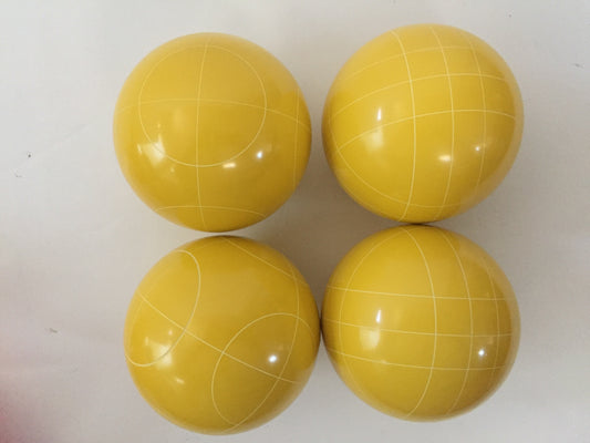 107mm 4 pack Bocce Balls  - Yellow with 2 different scoring patterns