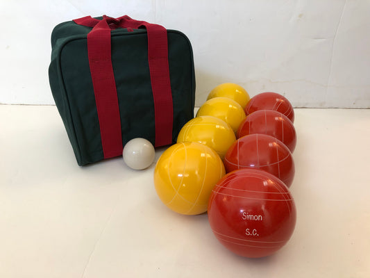 Engraved EPCO 110mm Yellow and Rustic Orange Tournament Quality Bocce Glo Set- Bag included